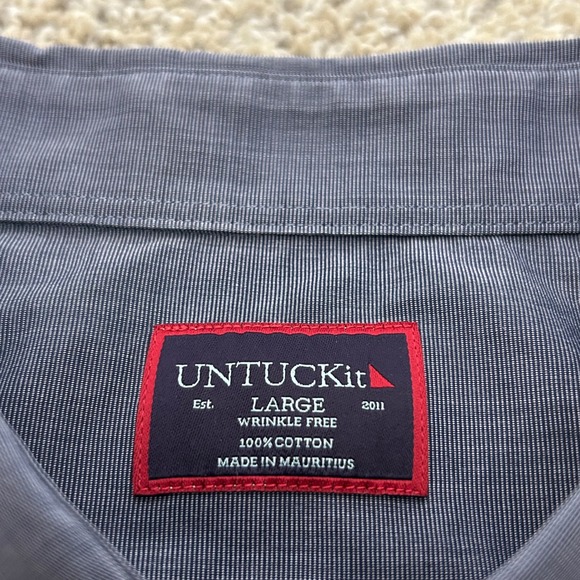 UNTUCKit Orville WF Button Down Shirt Large Blue Regular Fit Wrinkle Free 31354 - Picture 3 of 7